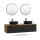 Meuble-lavabo double ARISA 160 cm, noir, avec 2 miroirs LED VELUNA 60 cm et 2 vasques en céramique noires à poser 42 cm
