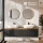 ARISA Double Vanity Unit, 160 cm, in Black Ribbed, with 2 VELUNA 60 cm LED Mirrors and 2 White Ceramic Countertop Sinks, 60 cm