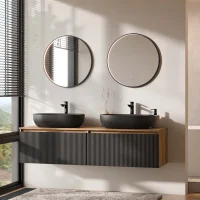 Mobile lavabo doppio ARISA da 160 cm in nero zigrinato...