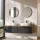ARISA Double Vanity Unit, 160 cm, in Black Ribbed, with 2 VELUNA 60 cm LED Mirrors and 2 White Ceramic Countertop Sinks, 55 cm