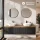 Meuble-lavabo double ARISA 160 cm, noir strié, avec 2 miroirs LED VELUNA 60 cm et 2 vasques en céramique blanches à poser de 42 cm