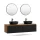Meuble-lavabo double ARISA 160 cm, noir strié, avec 2 miroirs LED VELUNA 60 cm et 2 vasques en céramique noires à poser de 42 cm