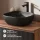 Meuble-lavabo double ARISA 160 cm, noir strié, avec 2 miroirs LED VELUNA 60 cm et 2 vasques en céramique noires à poser de 42 cm