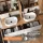 Meuble-lavabo double ARISA 160 cm, blanc strié, avec 2 armoires de toilette à LED ARIA 80 cm et 2 vasques en céramique blanches à poser 55 cm