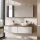 ARISA Double Vanity Unit, 160 cm, in White Ribbed, with 2 ARIA 80 cm LED Mirror Cabinets and 2 White Ceramic Countertop Sinks, 42 cm