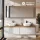 ARISA Double Vanity Unit, 160 cm, in White Ribbed, with 2 ARIA 80 cm LED Mirror Cabinets and 2 White Ceramic Countertop Sinks, 42 cm