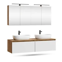ARISA Doppelwaschtisch 160 cm in Weiß mit 2 LED...
