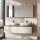 Conjunto de lavabo doble ARISA de 160 cm en color blanco, con 2 armarios con espejo LED ARIA de 80 cm y 2 lavabos sobre encimera de cerámica blanca de 60 cm