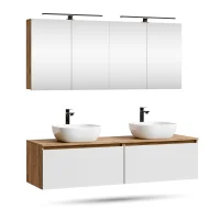 ARISA Doppelwaschtisch 160 cm in Weiß mit 2 LED...
