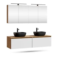 ARISA Doppelwaschtisch 160 cm in Weiß mit 2 LED...