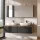 ARISA Double Vanity Unit, 160 cm, in Black Ribbed, with 2 ARIA 80 cm LED Mirror Cabinets and 2 white 60 cm ceramic countertop sinks