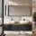 ARISA Double Vanity Unit, 160 cm, in Black Ribbed, with 2 ARIA 80 cm LED Mirror Cabinets and 2 white 60 cm ceramic countertop sinks