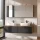 ARISA Double Vanity Unit, 160 cm, in Black Ribbed, with 2 ARIA 80 cm LED Mirror Cabinets and 2 white 55 cm ceramic countertop sinks