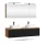 ARISA Double Vanity Unit, 160 cm, in Black Ribbed, with 2 ARIA 80 cm LED Mirror Cabinets and 2 white 55 cm ceramic countertop sinks