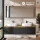 ARISA Double Vanity Unit, 160 cm, in Black Ribbed, with 2 ARIA 80 cm LED Mirror Cabinets and 2 white 55 cm ceramic countertop sinks