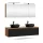 Meuble-lavabo double ARISA 160 cm, noir strié, avec 2 armoires de toilette à LED ARIA 80 cm et 2 vasques en céramique noires à poser de 42 cm