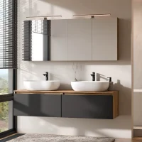 ARISA Double Vanity Unit, 160 cm, in Black, with 2 ARIA...
