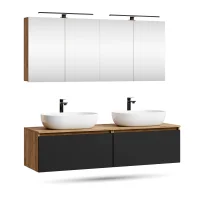 ARISA Double Vanity Unit, 160 cm, in Black, with 2 ARIA...