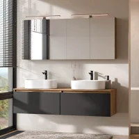 ARISA Double Vanity Unit, 160 cm, in Black, with 2 ARIA...