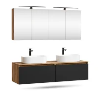 ARISA Double Vanity Unit, 160 cm, in Black, with 2 ARIA...