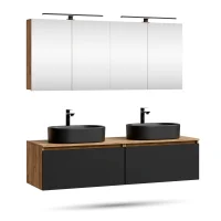Conjunto de lavabo doble ARISA de 160 cm en negro con 2...