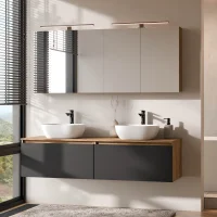 ARISA Double Vanity Unit, 160 cm, in Black, with 2 ARIA...