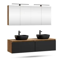 Conjunto de lavabo doble ARISA de 160 cm en negro con 2...
