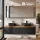 ARISA Double Vanity Unit, 160 cm, in Black, with 2 ARIA 80 cm LED Mirror Cabinets and 2 Black 42 cm Ceramic Countertop Sinks