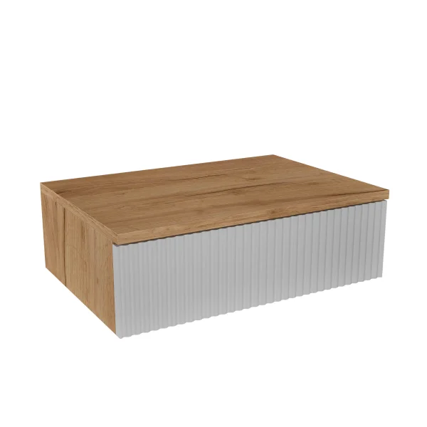 Table de chevet suspendue AMYRA 50 cm, chêne doré / blanc