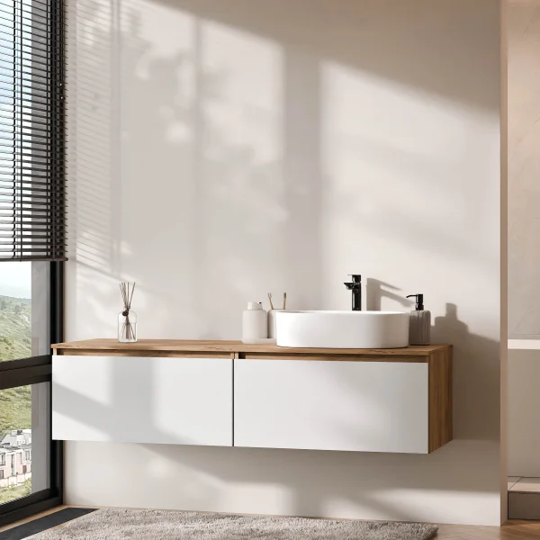 ARISA Double Vanity 160 cm with a 55 cm Ceramic Countertop Sink