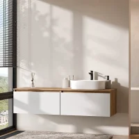 Lavabo doppio ARISA da 160 cm in bianco con lavabo da...