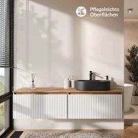 ARISA Double Vanity Unit, 160 cm, in White Ribbed, with a...