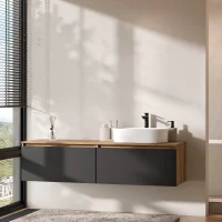 ARISA Double Vanity Unit, 160 cm, in Black with a 55 cm...