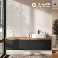 ARISA Double Vanity Unit, 160 cm, in Black with a 55 cm...