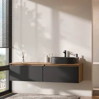 ARISA Double Vanity Unit, 160 cm, in Black, with a 55 cm...