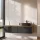 Meuble-lavabo double ARISA 160 cm, noir strié, avec une vasque en céramique noire de 55 cm