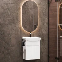 Conjunto de muebles de baño con espejo ovalado...