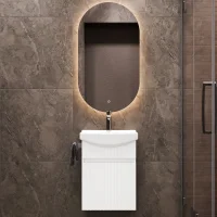 Conjunto de muebles de baño con espejo ovalado...