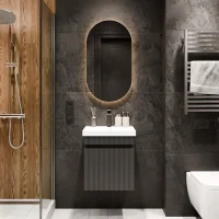 Lavabo COSMIA con ante, specchio a LED e rubinetteria