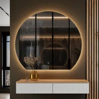 AMYRA Console Table 100 cm in Gold Oak / White with AUBE...