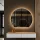 Tavolino AMYRA da 100 cm in rovere dorato / bianco con specchio LED AUBE da 80 cm
