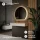Tavolino AMYRA da 100 cm in rovere dorato / bianco con specchio LED AUBE da 80 cm