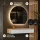 Tavolino AMYRA da 100 cm in rovere dorato / bianco con specchio LED AUBE da 80 cm