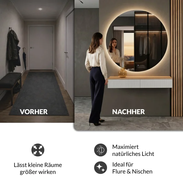 Table console AMYRA 100 cm en chêne doré / blanc avec miroir LED NOVA 100 cm