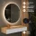 Table console AMYRA 100 cm en chêne doré / blanc avec miroir LED NOVA 80 cm