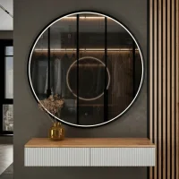 AMYRA Console Table 100 cm in Gold Oak / White with...