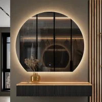 AMYRA Console Table 100 cm in Gold Oak / Black with AUBE...