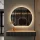 AMYRA Console Table 100 cm in Gold Oak / Black with AUBE 80 cm LED Mirror