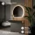 AMYRA Console Table 100 cm in Gold Oak / Black with AUBE 80 cm LED Mirror