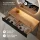 AMYRA Console Table 100 cm in Gold Oak / Black with AUBE 80 cm LED Mirror